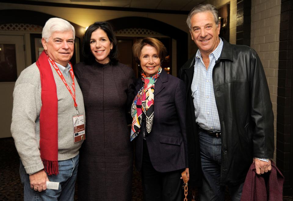 Filmmaker Alexandra Pelosi, second from left, with former Motion Picture Association of America Chairman and CEO Chris Dodd, left, and her parents, Nancy and Paul Pelosi, at the 2013 Sundance Film Festival in Park City, Utah.