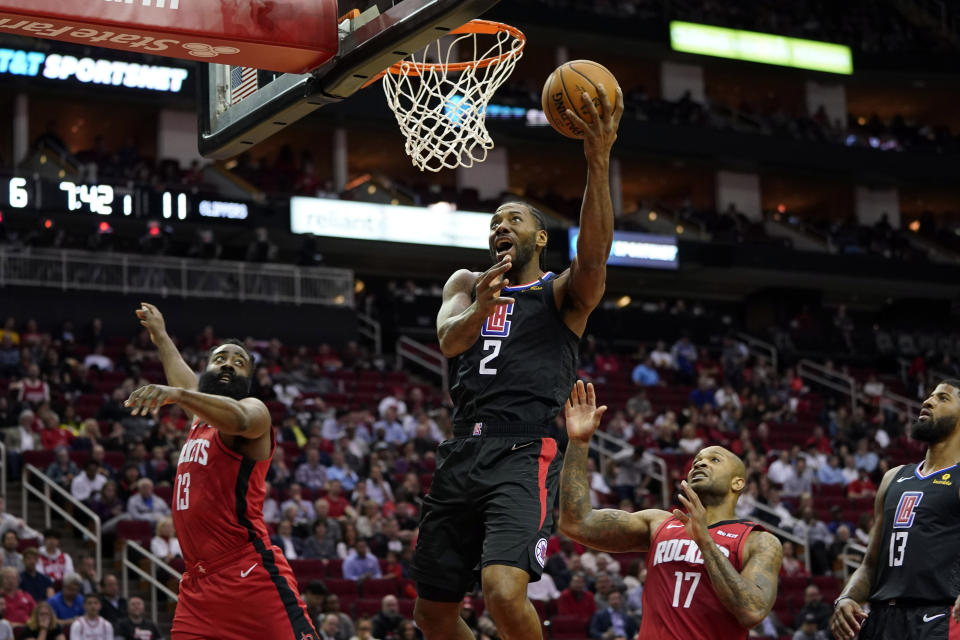 Kawhi Leonard and the Clippers found little resistance against a smaller Rockets lineup. (AP Photo/David J. Phillip)