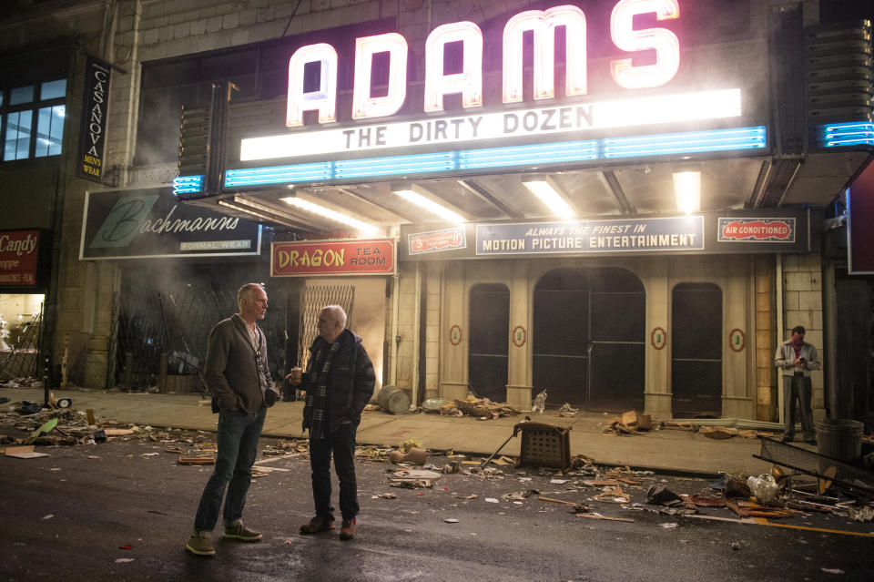 (L-r) Director ALAN TAYLOR and creator/writer/producer DAVID CHASE on the set of The Many Saints of Newark (Warner Bros.)