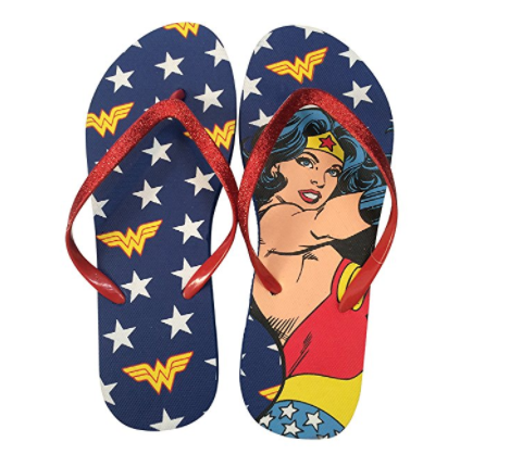 Wonder Woman flip flops.