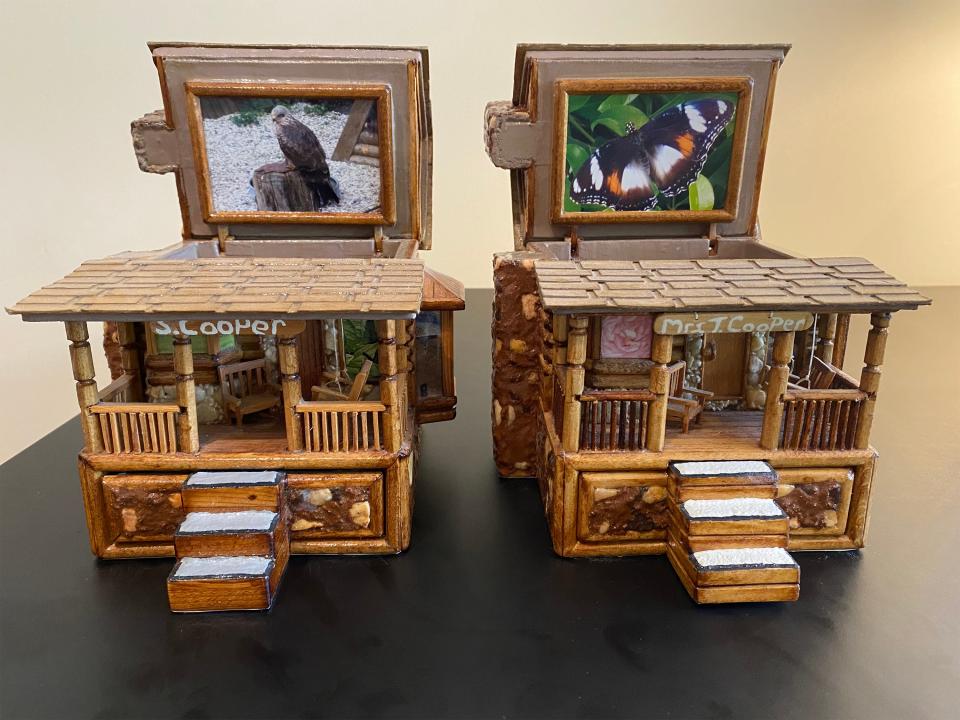 A pair of miniature houses that Stephen Cooper's former client, Joseph Smith, made while on Alabama's death row.