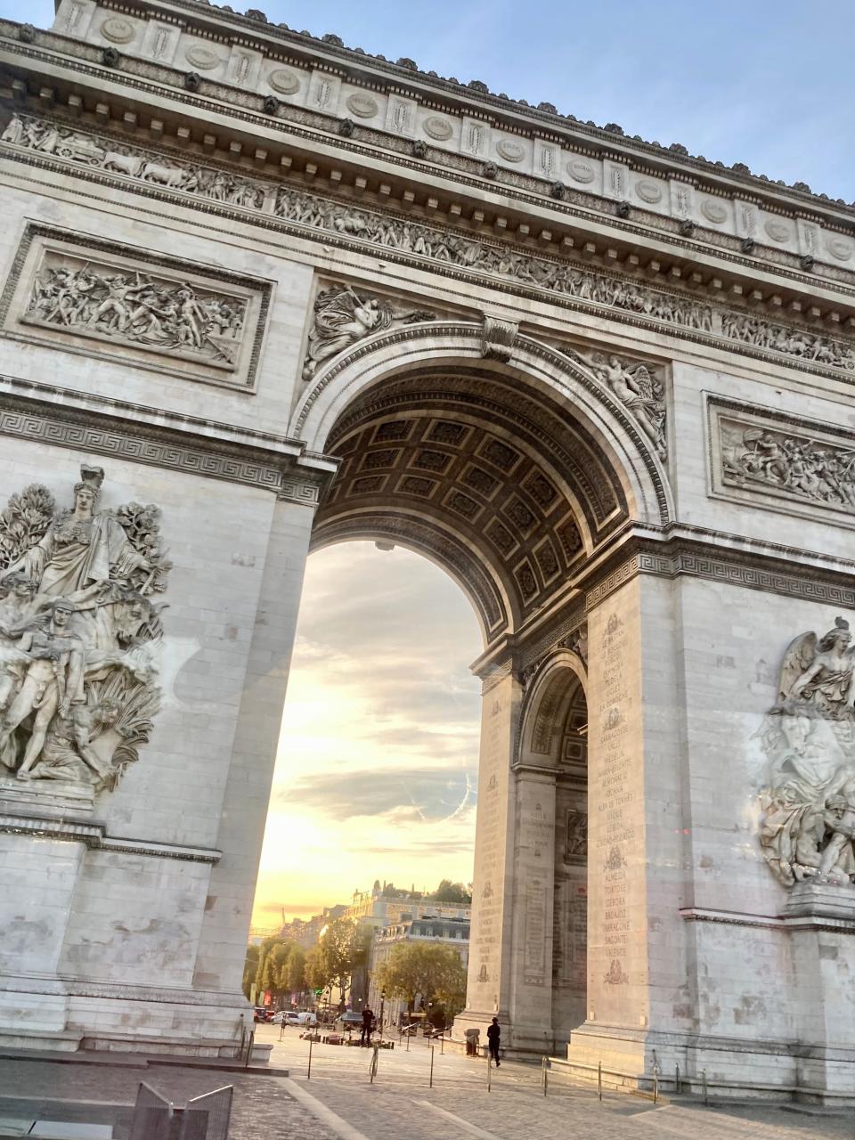 The arc de triomphe as seen on our tour of Paris, the City of Lights.