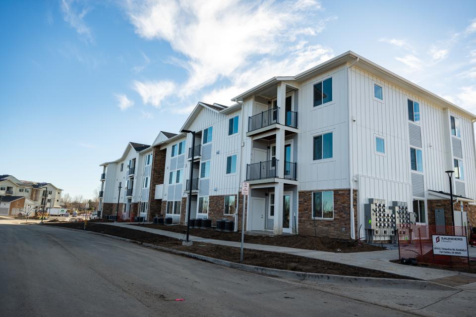 Rendezvous Trail Apartments, a new 180-unit complex off Timberline Road that includes 57 units for Colorado State University workforce housing for its employees, is pictured on Monday, Dec. 11, 2023. The first residents will be moving in next month.