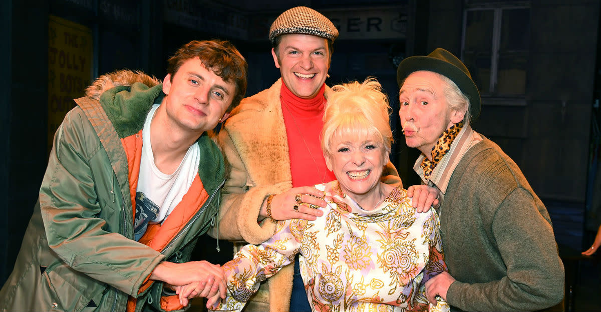 Barbara Windsor smiled as she posed with the cast of Only Fools And Horses The Musical (Getty)