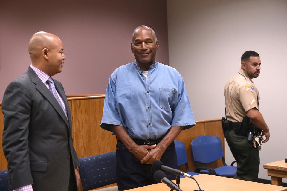 <p>O.J. Simpson arrives for his parole hearing at Lovelock Correctional Centre in Lovelock, Nevada, U.S. July 20, 2017. REUTERS/Jason Bean/POOL </p>