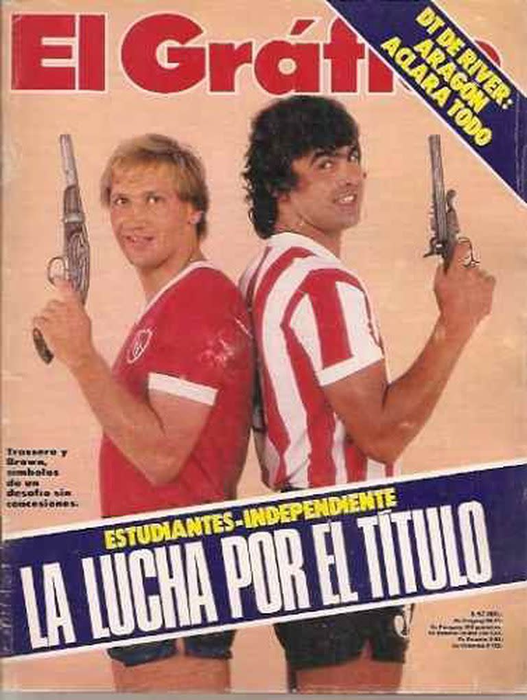 La tapa de El Gráfico de 1983, con Enzo Trossero y José Luis Brown, capitanes de Independiente y Estudiantes, en la previa de la final del torneo Nacional
