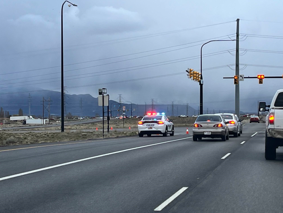 The South Jordan Police Department said a security officer was injured on Sunday afternoon while attempting to stop an alleged vehicle theft on March 31, 2024. The officer was reportedly dragged between 100 and 200 feet and was seriously injured. (KTVX/Jennifer Gardner)