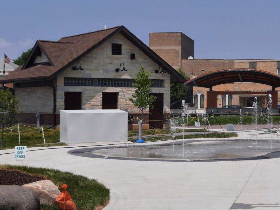Park Pavilion, splash pad and Schmitt Brothers Stage at the Central Park West 365 in Two Rivers.