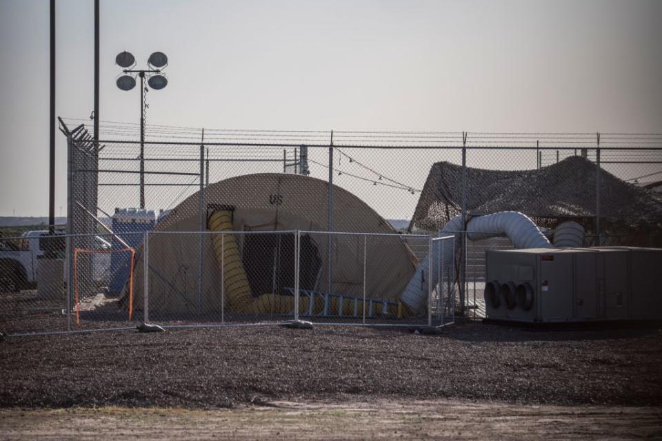 A temporary facility set up to hold migrants is pictured at a United States Border Patrol Station in Clint, Texas, on June 25, 2019. | Paul Ratje—AFP/Getty Images