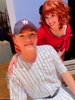 Avery Rebholz as Joe Hardy and Liz Frazier as Lola in Riverside High School's performance of "Damn Yankees."