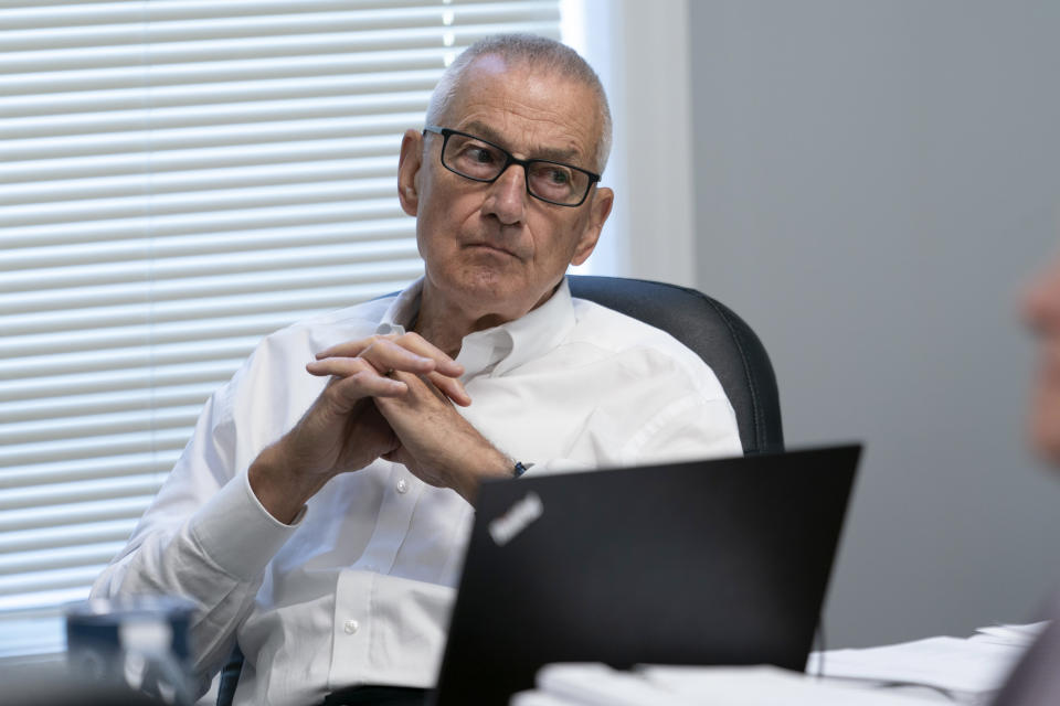 Sumner County Commissioner Merrol Hyde listens during a county commission budget committee meeting Thursday, May 4, 2023, in Gallatin, Tenn. (AP Photo/George Walker IV)