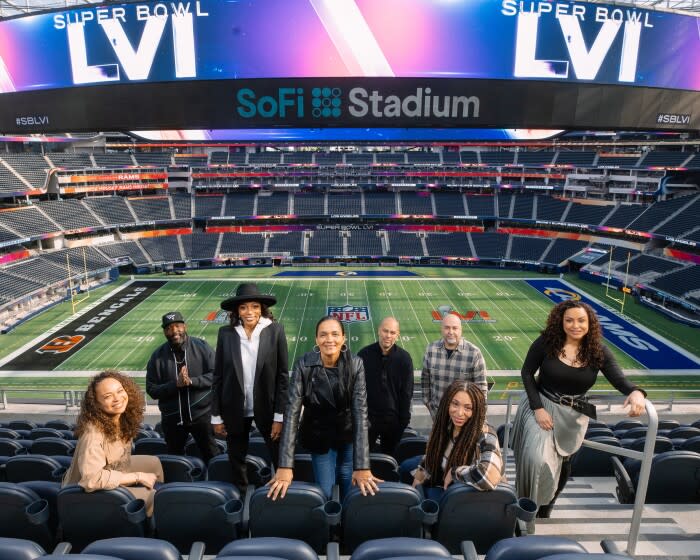 INGLEWOOD, CA - FEBRUARY 03: The team behind Sunday's Super Bowl halftime are left to right: