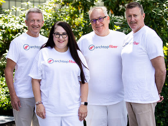  Archtop Fiber executives, L to R: Jeff DeMond, chairman & CEO; Diane Quennoz, chief customer officer; Shawn Beqaj, chief development officer; Lenny Higgins, president & COO. 