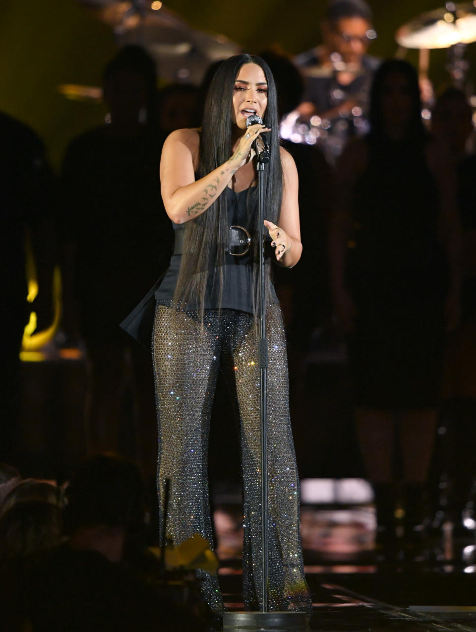 Lovato performing at the MTV EMAs.&nbsp;