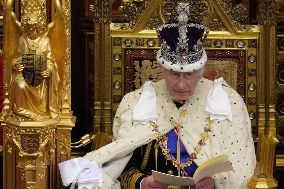 The King took 11 and a half minutes to read the speech at this year’s state opening of Parliament (PA)