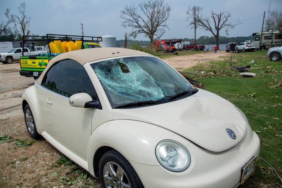 Storm damage at the Lake Palestine Marina