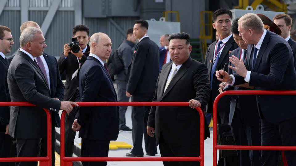 Kim Jong Un and Vladimir Putin inspect the launch complex inside the Vostochny Cosmodrome. - Mikhail Metzel/Sputnik/Reuters