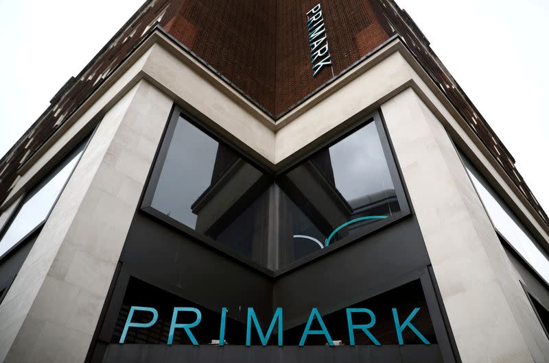 FILE PHOTO: Signage is displayed outside a Primark store at the Oxford Street, in London