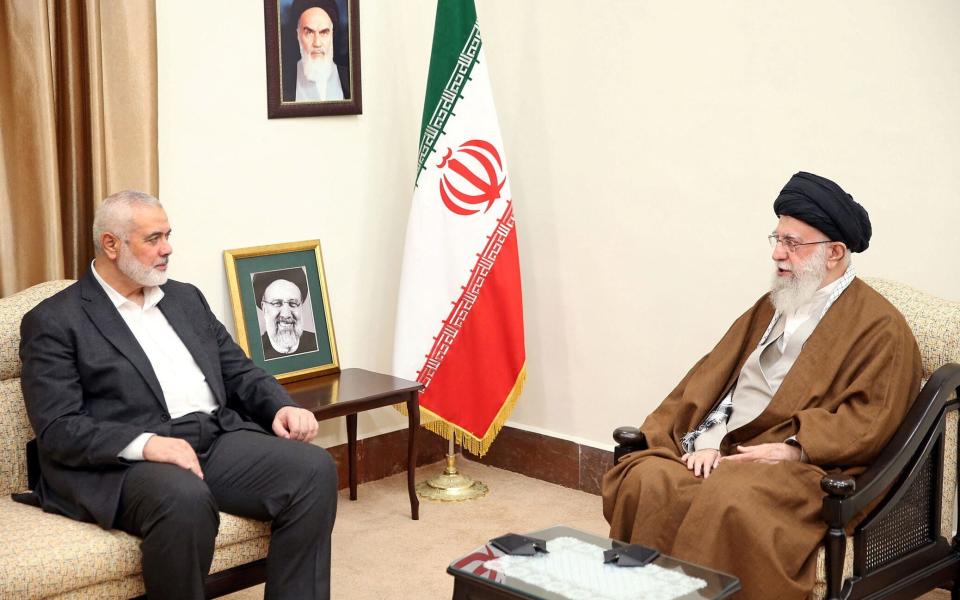 Ayatollah Ali Khamenei meets with Ismail Haniyeh, Hamas's top leader, in Tehran