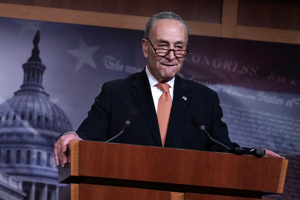 Senate Minority Leader Chuck Schumer (D-N.Y.)&nbsp;said in a speech that he had expressed openness to funding a border wall during discussions with President Donald Trump. (Photo: Alex Wong/Getty Images)