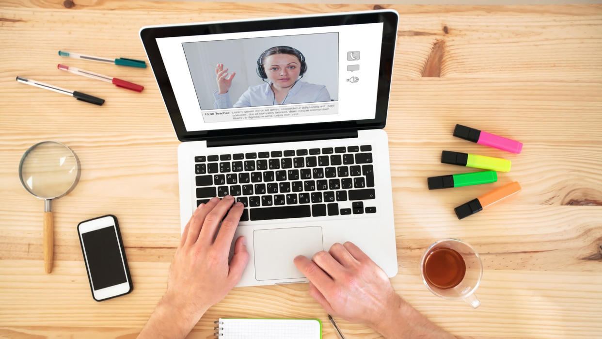 video conference education online coaching on internet or webinar