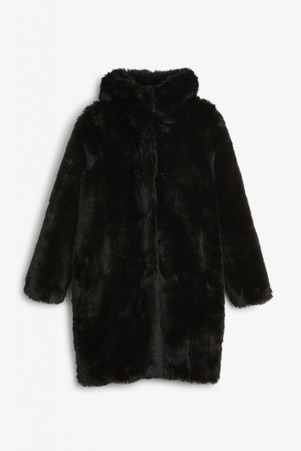 Faux fur black coat