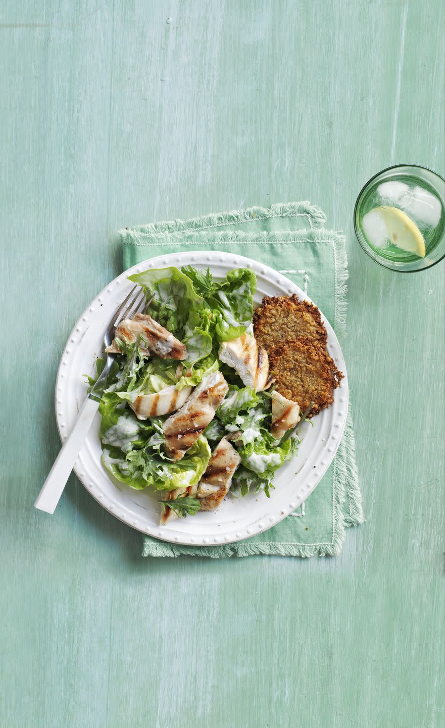 heart healthy recipes kale and romaine chicken caesar salad