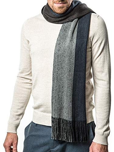 Marino Avenue Mens Scarf, Knit Striped Scarf, Long Winter Mens Scarves In An Elegant Gift Box - Indigo - One Size