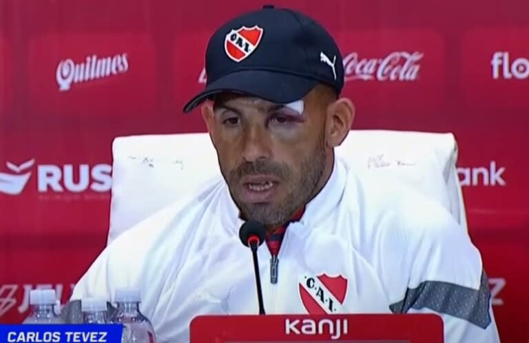 Carlos Tévez, durante la conferencia de prensa luego del partido de Independiente contra Barracas Central