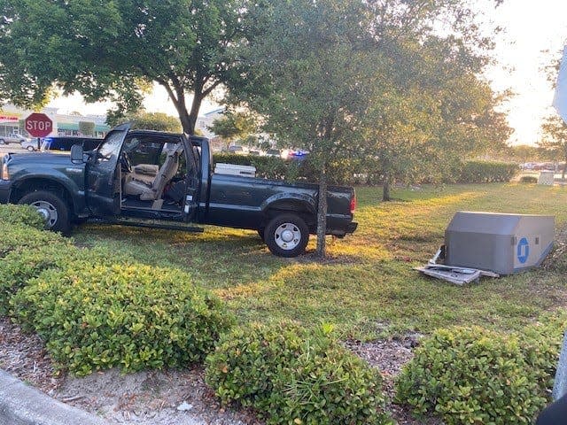 West Melbourne police are investigating an attempted robbery at Chase Bank on Palm Bay Road May 5, 2022,  after two people are suspected of attempting to steal the bank's ATM machine.