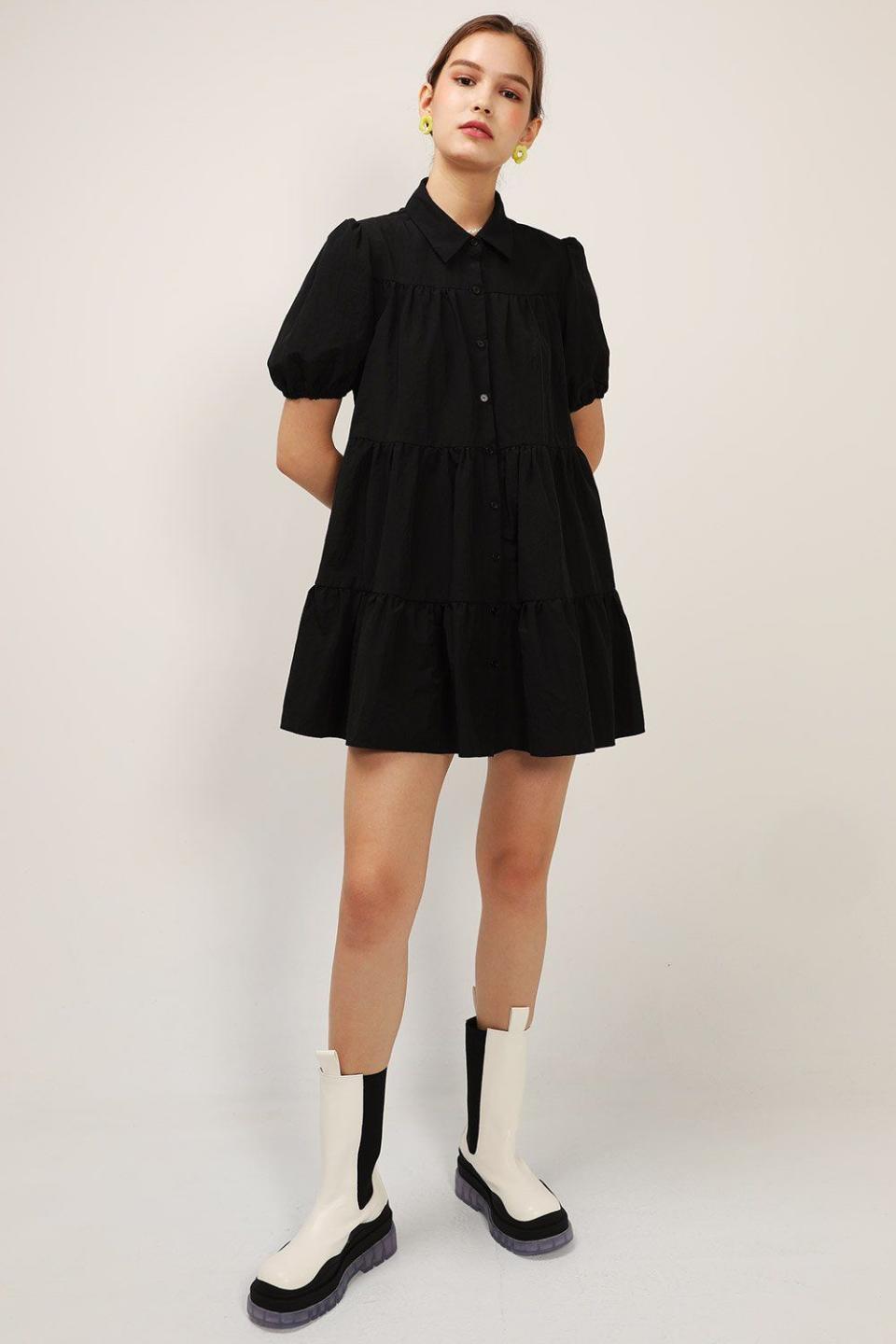 5) Esther Puff Sleeve Tiered Dress