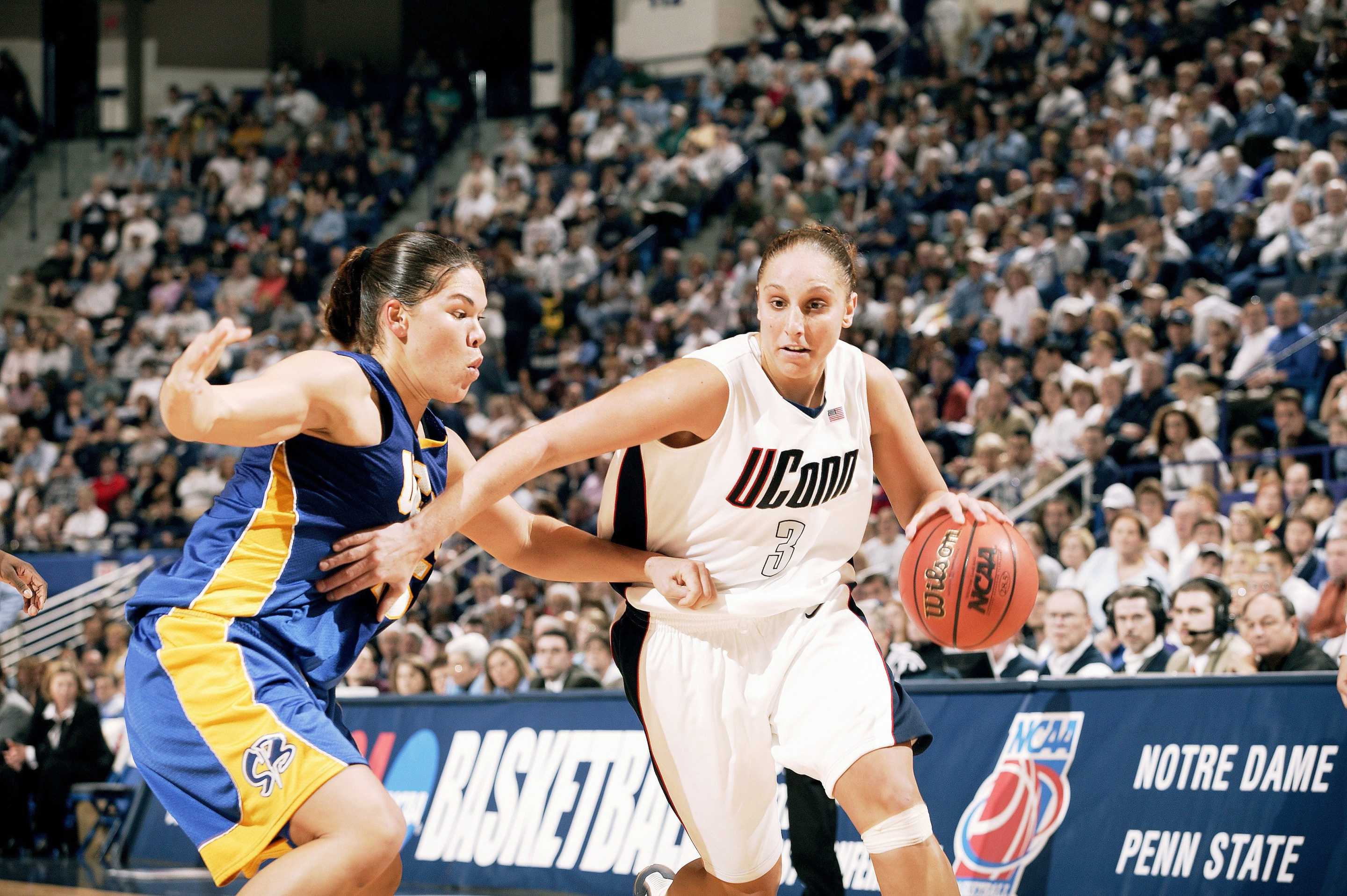 Diana Taurasi won three national championships during her college career at UConn. (Bill Frakes/Sports Illustrated via Getty Images) 