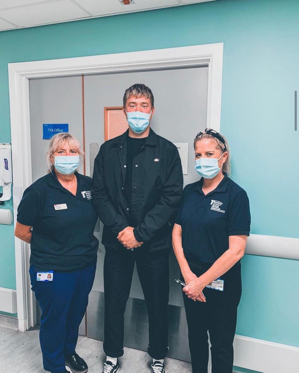 Ciaran Daniel with the Teenage Cancer Trust staff. (PA Real Life)