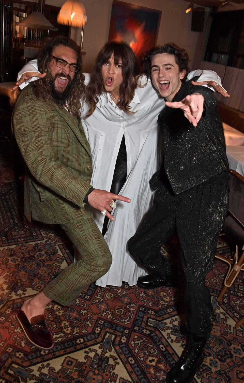 Jason Momoa, Zendaya and Timothee Chalamet attend a post-screening cocktail reception for 