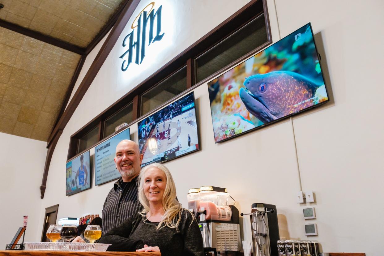 Gary McCullough and Candy Gribble run Holy Moley Brewing Co. in a former church building in Dennison.