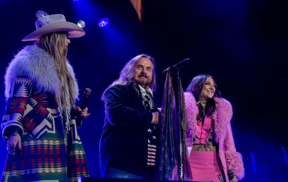 Lainey Wilson, Johnny Van Zant with Lynyrd Skynyrd, and Elle King perform during Nashville’s Big Bash, New Years Eve celebration at Bicentennial Capitol Mall State Park in Nashville , Tenn., Sunday, Dec. 31, 2023.