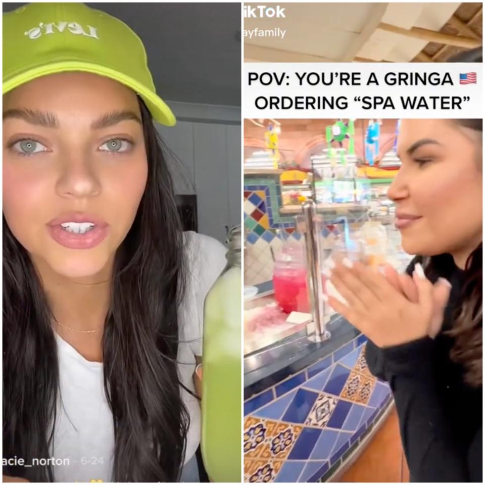 TikTok user Gracie Norton spa water aguas fresca controversy