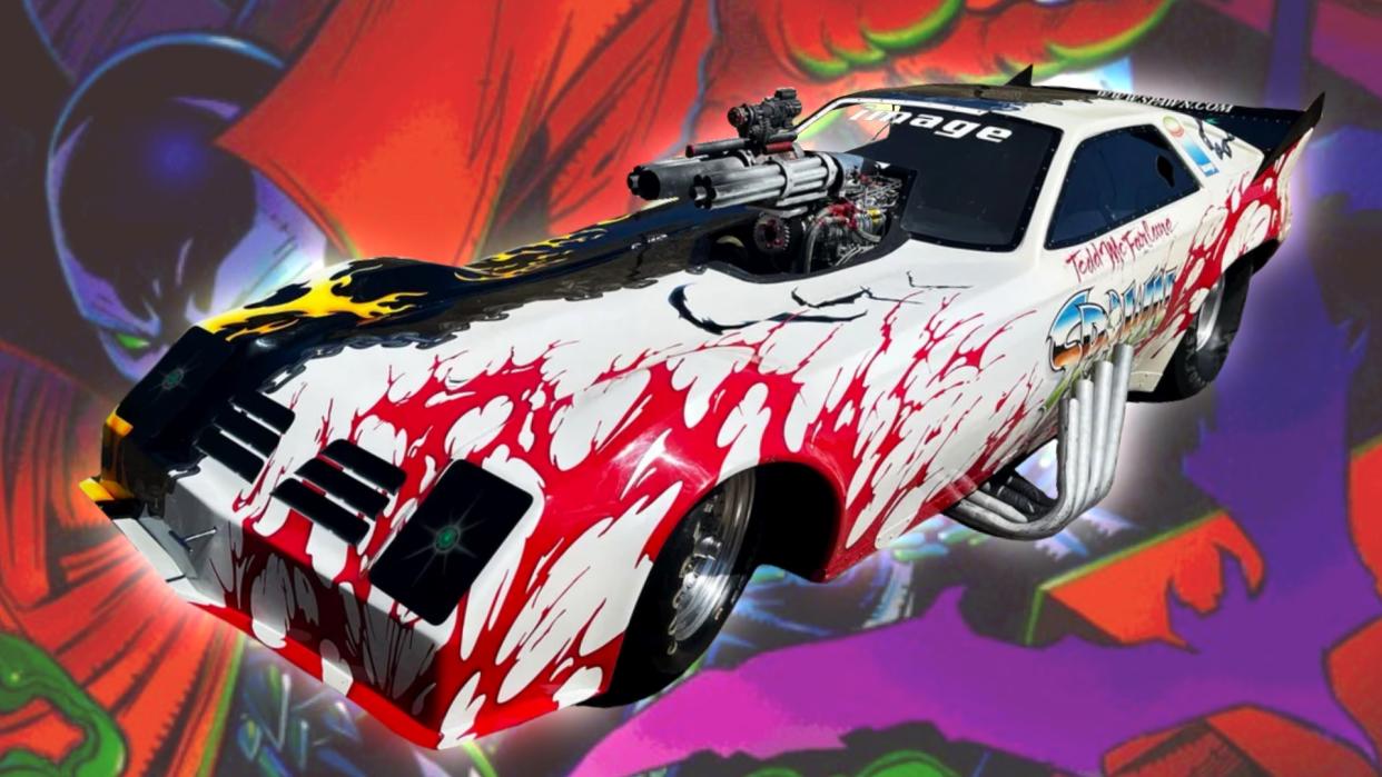  The Spawnmobile (background: Spawn #1 cover). 