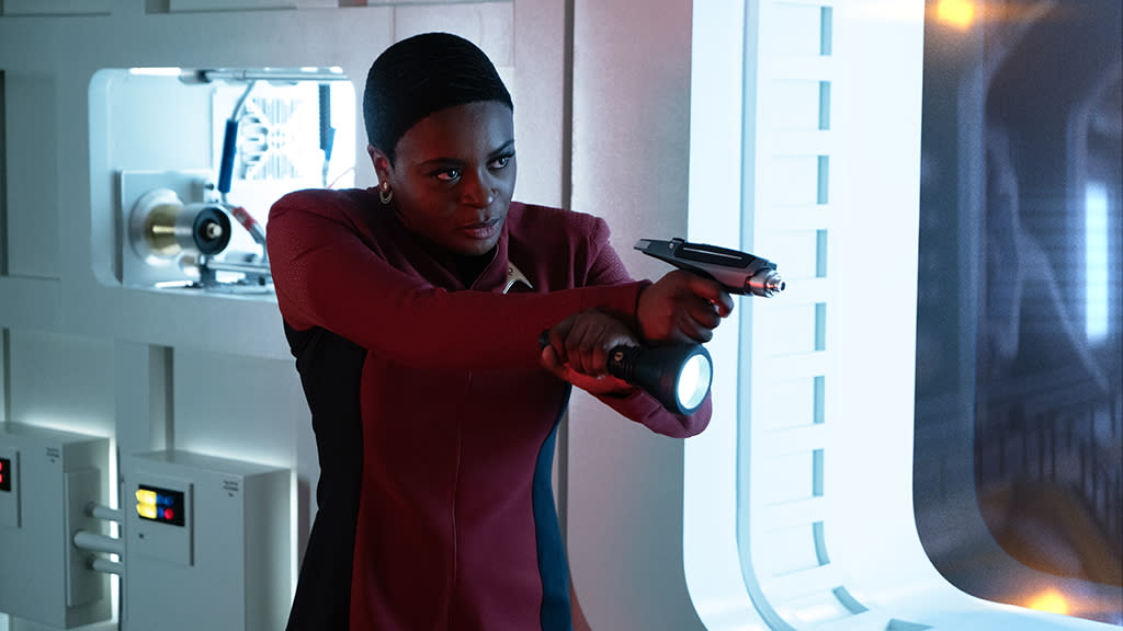  Celia Rose Gooding as Uhura in 'Star Trek: Strange New Worlds'. 