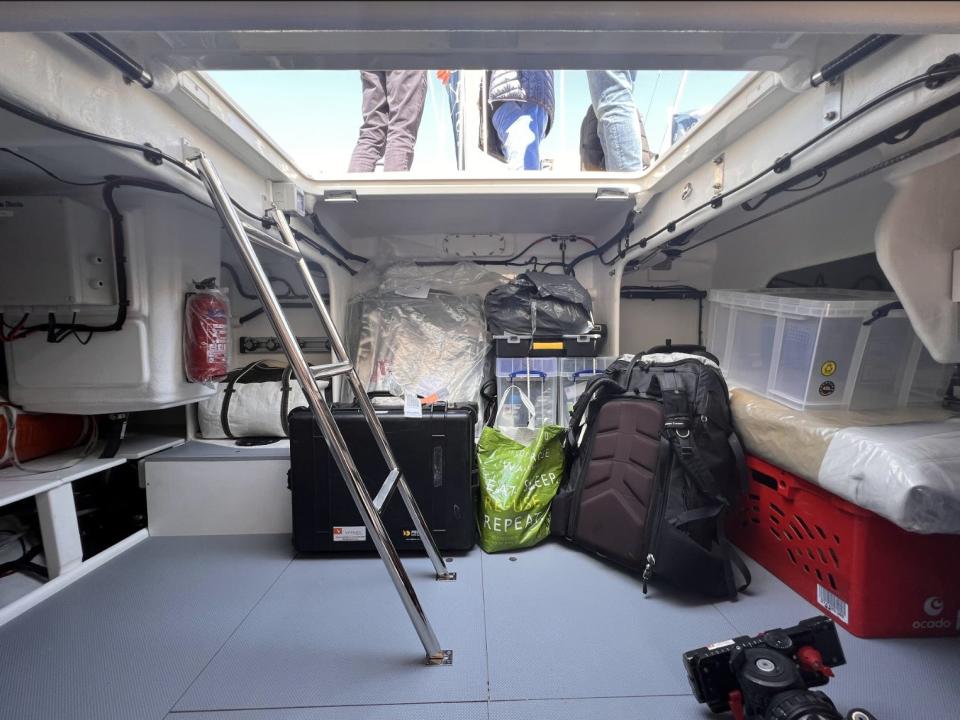 A view of the hidden storage compartment at the back of the yacht.