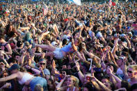 <p>Fans crowdsurf as Thirty Seconds to Mars performs onstage during the 2017 Firefly Music Festival on June 18, 2017 in Dover, Delaware. (Photo by Kevin Mazur/Getty Images for Firefly) </p>