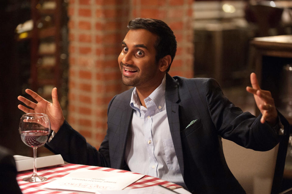 PARKS AND RECREATION -- "One Last Ride" Episode 712/713 -- Pictured: Aziz Ansari as Tom Haverford -- (Photo by: Colleen Hayes/NBCU Photo Bank/NBCUniversal via Getty Images via Getty Images)