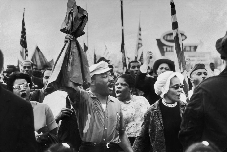 Martin Luther King and Coretta King, Selma March, Pettus Bridge, March 21, 1965.