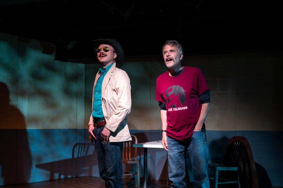 Jonathan Fielding, left, and Jason Lambert co-wrote and co-star in "The Ballad of Bobby Botswain" presented by The Harbor Stage Company in Wellfleet.