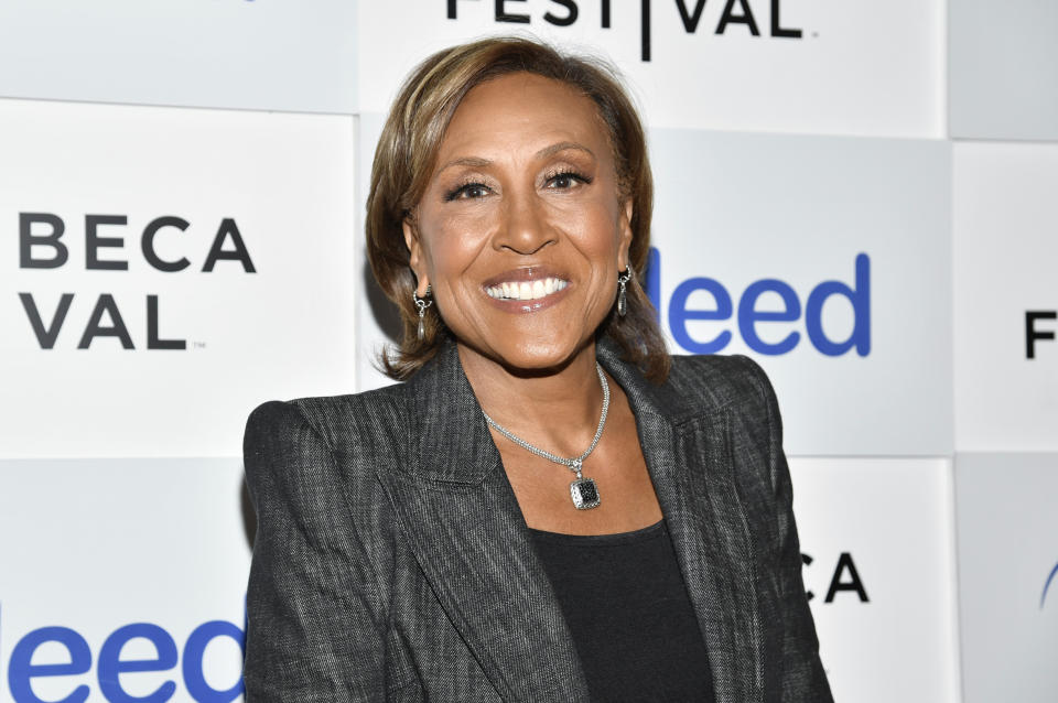 FILE - Robin Roberts arrives to honor Jane Fonda with The Harry Belafonte Voices For Social Justice Award during the Tribeca Festival at Spring Studios, Saturday, June 10, 2023, in New York. Doris Burke will become the first woman to serve as a game analyst on television for a championship final in one of the four major professional U.S. sports leagues on Thursday night, June 6, 2024, when the Dallas Mavericks meet the Boston Celtics in Game 1 of the NBA Finals. Before calling Game 1, Burke said that Robin Roberts was one of her biggest influences starting out as an analyst calling women's college basketball games. (Photo by Evan Agostini/Invision/AP, File)