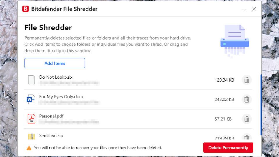 Bitdefender Internet Security file shredder