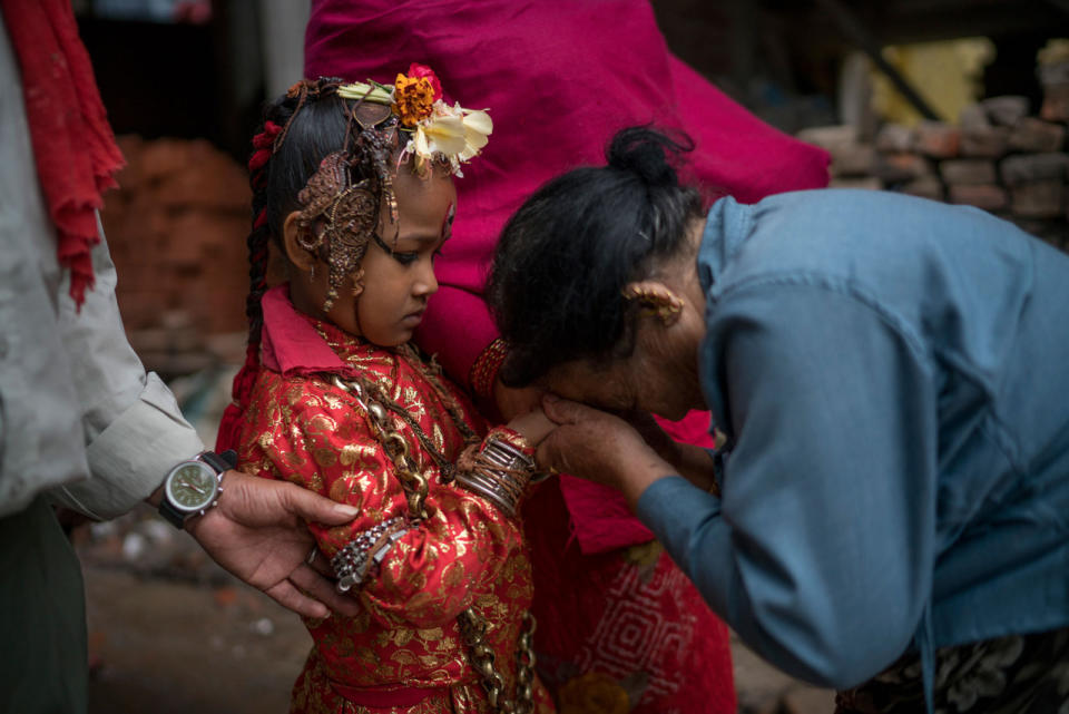 Nepalis worship Bhaktapur’s newly appointed child goddess