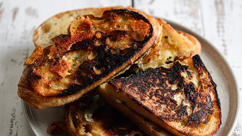 Sourdough grilled cheese on plate