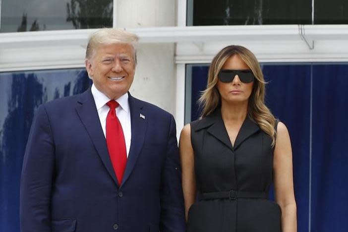 President Donald Trump and First Lady Melania Trump visit Saint John Paul II National Shrine, (AP)