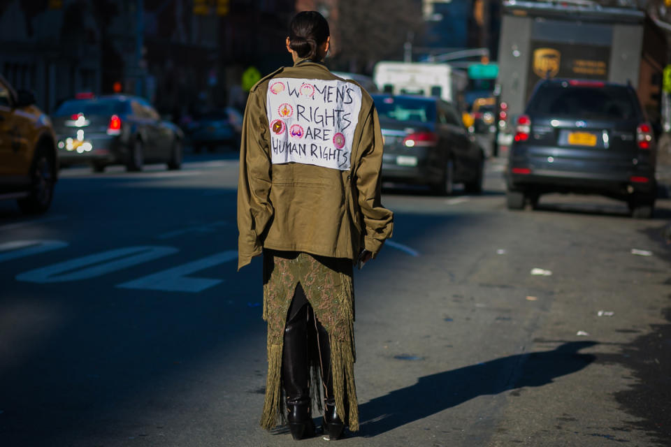 Rachael Wang makes a statement at New York Fashion Week.